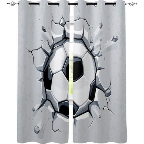 3D Football Crackle Window Curtain Bedroom Kitchen Living Room Decoration Items Window Curtains for Living Room