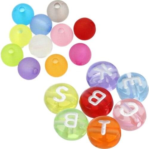 1200 Pcs Plastic Beads: 100 Pcs 6mm(2/8 Inch)Dia. Frosted Round Ball & 200 Pcs Transparent Plastic Letter Beads 7mm