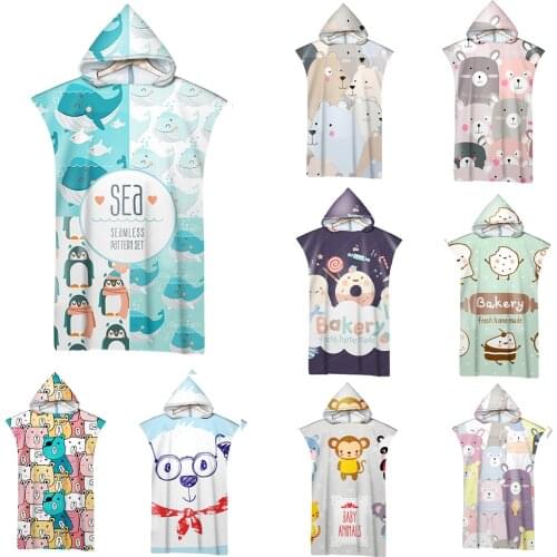 Microfiber Fabric Adult Beach Towel Changing Bathrobe Cloak Hooded Swimming Gym Fitness Quick-Drying Towel Surfing Beachwear