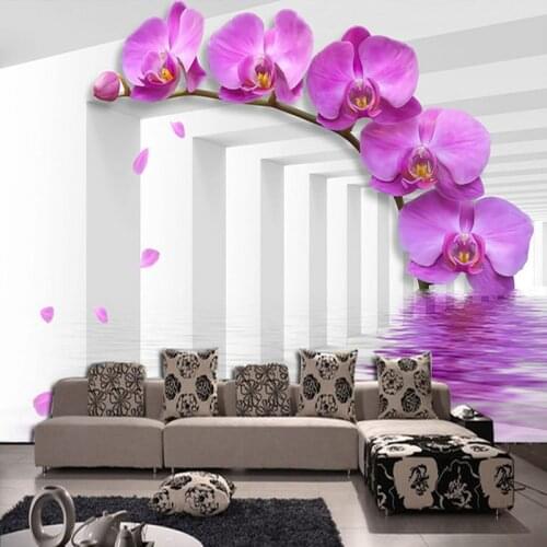 Custom 3D Photo Wallpaper Modern Creative Art Stereoscopic TV Background Decorative Paintings Wallpaper Mural Purple Flower 3D