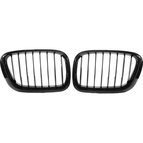 Car Front Grille Grill L&R Hood Bumper Kidney Grilles Gloss Black for -BMW E53 X5 1999 2000 2001 2002 2003 Pre-Facelift