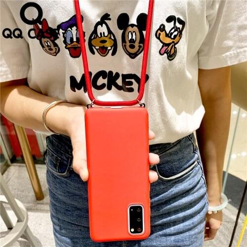 Lanyard Candy Color Matte Phone Case For Samsung A01 A10S A10E A11 A20S A21S A30S A31 A40S A41 A50S A60 A70S A80 A90 M10 M11 M20