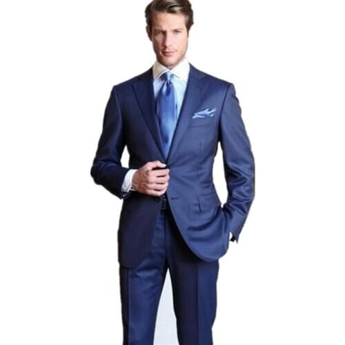 Custom Made Royal Blue Groom Tuxedos Wedding Formal Men Suits Bridegroom Business Suit (Jacket+Pants+tie)
