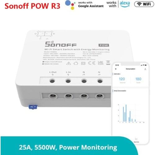 Sonoff Pow R2, Itead Wireless WiFi Switch ON/Off 15A With Real Time Power Consumption Measurement Watt Meter Smart House IOT