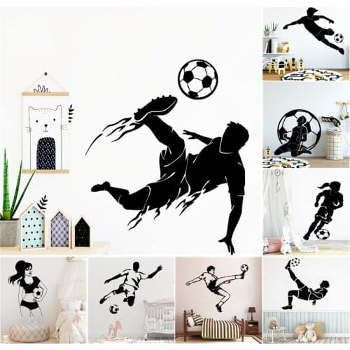 Cartoon Style Football Player Wall Sticker For Kids Baby Room Vinyl Decals Children Bedroom Room Wall Mural Decoration Chamber
