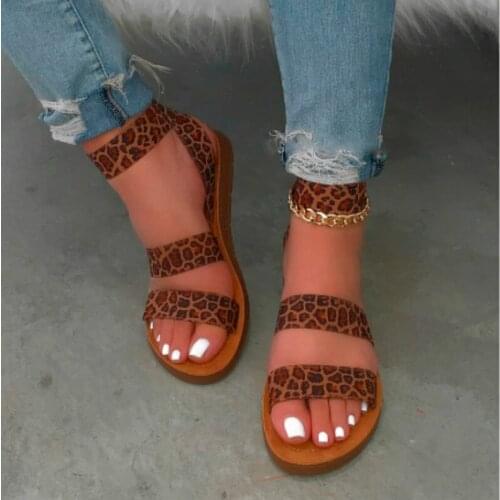 Womens Printed Sandals Vintage Women 2020 Summer Shoes Plus Size Sandals Ladies Casual Rome Style Flat Sandalias Shoes Woman