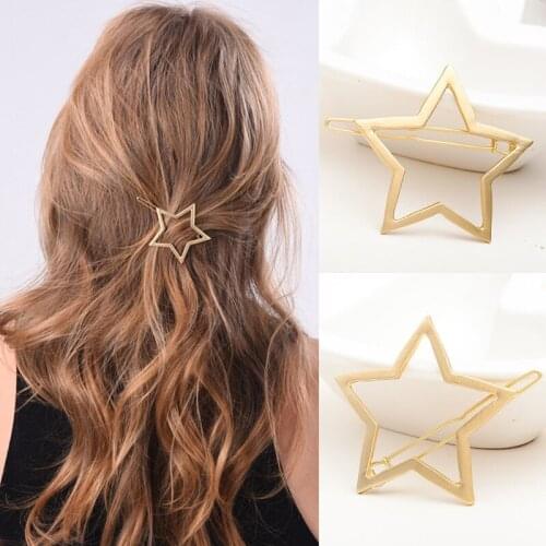 4.5cm Women Hairpins Girls Star Heart Circle Hair Clip Delicate Unicorn Hair Pin Hair Punk Hollow Out Triangle Styling Tools