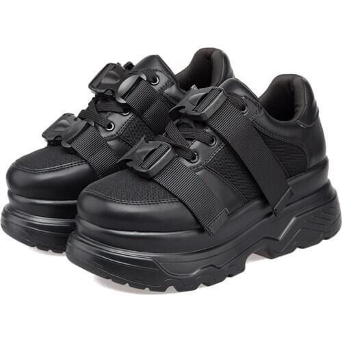 2020 Fashion Mesh Buckle female Thick Bottom ShoesWomens Platform Chunky Sneakers Womans Vulcanize Sports Casual Shoes Ladies