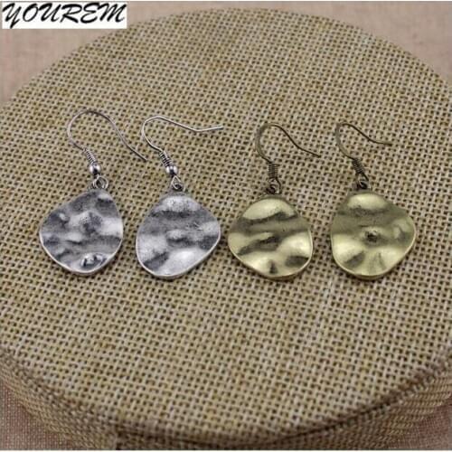 Antique bronze silver color vintage geometric dangle earrings for women good quality alloy nickel free fj623