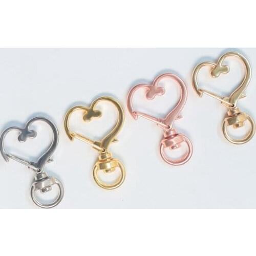 10Sets Metal Heart Shaped Key Chain Ring Lobster Clasp DIY Crafts Pendant Backpack Bag Hardware Decoration Buckles Pet Rope Hook