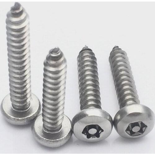 10pcs M4.8 stainless steel Torx pan head screw T&TX round anti-theft with column self-tapping tip tail bolt 13mm-60mm length