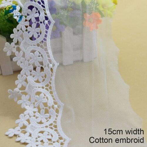 10yards 15cm width Cotton embroid sewing ribbon guipure lace fabric trim diy craft supply wedding Accessories african lace#3182
