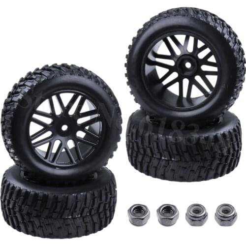 4pcs 94mm Rubber 2.2" RC Pull Rally Truck Wheels Tires 12mm Hub Hex For 1/10 HSP HPI Tamiya Redcat Exceed Off Road