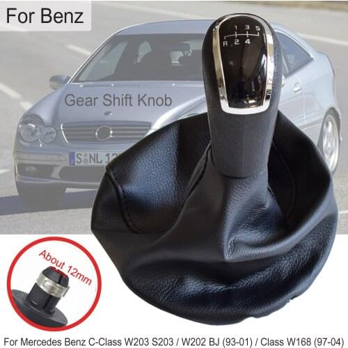 5/6 speed Leather Car Gear Shift Konb Gaiter Shifter Knob For Mercedes Benz C-Class W203 S203 / W202 BJ (93-01)/ A-Class W168