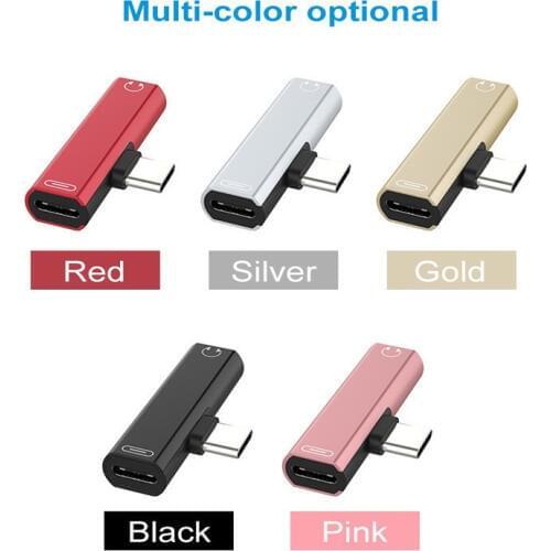 50pcs USB Type C Adapter Charger 2 In 1 Type-C To 3.5mm Jack Earphone Aux Converter For Huawei xiaomi mobile phone