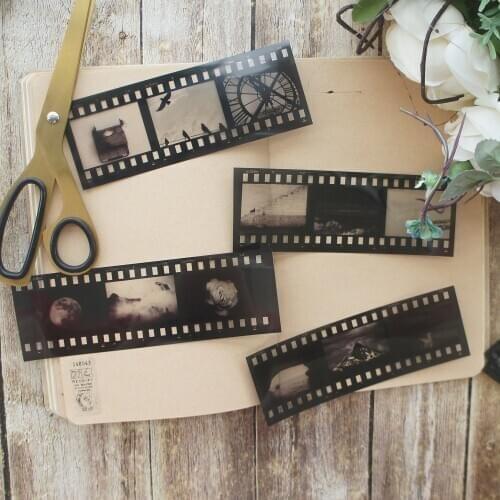 8 Sheet Black and White Movies Photo Film PVC Sticker Design AS Gift Tag Gift Seal Decoration Scrapbooking DIY Sticker