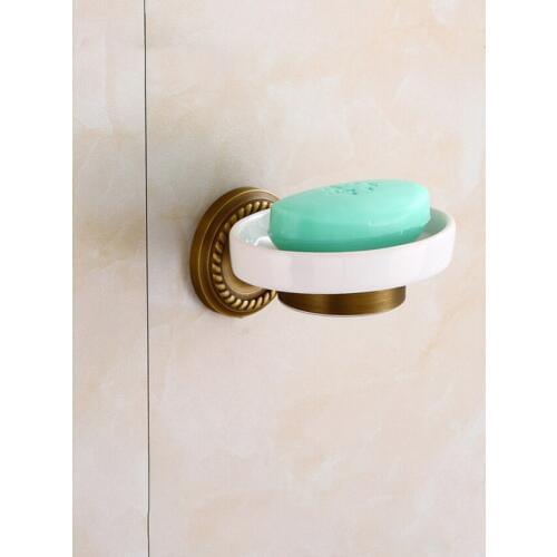 Punch-free Antique Soap Dishes European Home Hotel Bathroom Retro Brass Soap Holder Tray Hardware Accessories