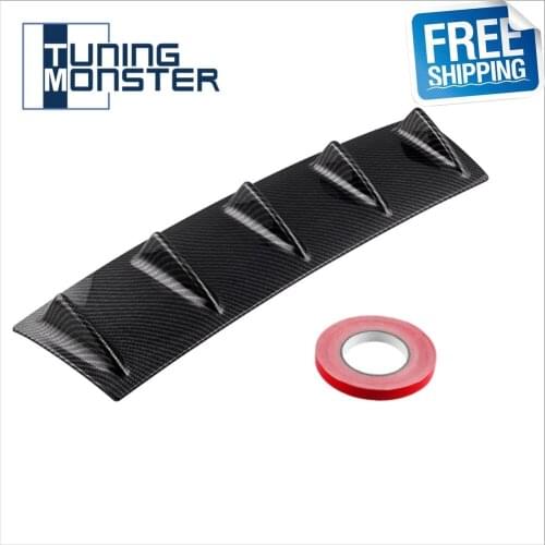Free Shipping Universal ABS Shark Fin Style Carbon Fiber 5 Fin Car Rear Bumper Lip Diffuser