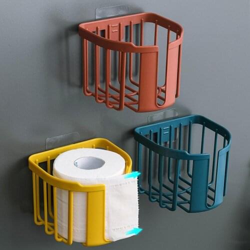 Free Punching Toilet Tissue Box Wall Hanging Storage Rack for Home Supplies