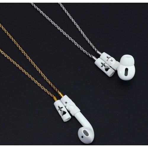 2021 New Popular Chain Length Wireless Bluetooth Headset Anti-Lost Cross And Heart Gold Color Necklace Without Headphones