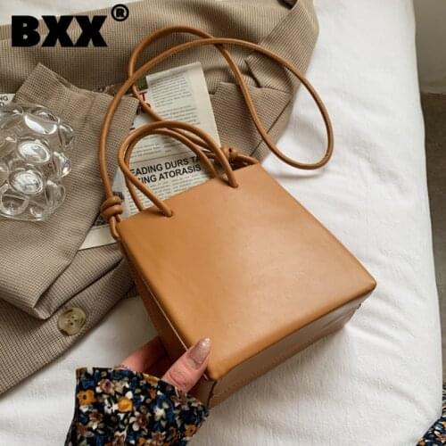 [BXX] Ladies Vintage PU Leather Bags Simple Women 2021 Fashion Branded Chain Shoulder Hand Bag Lady Trend Handbags Purses CB424