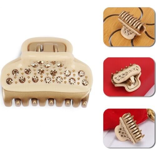 Vendome Clip Alexandre Middle Size Full Rhinestone Hair Claw Golden Gripper Entirely Adorned With Austria Crystals