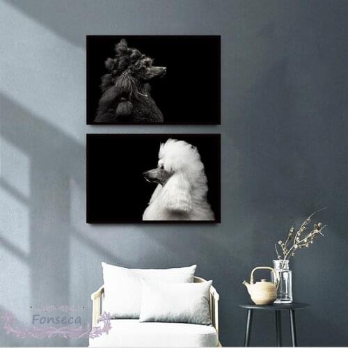 Black and White Noble Poodle Canvas Painting Wall Art Posters and Prints Animals Pictures for Bedroom Modern Home Decoration