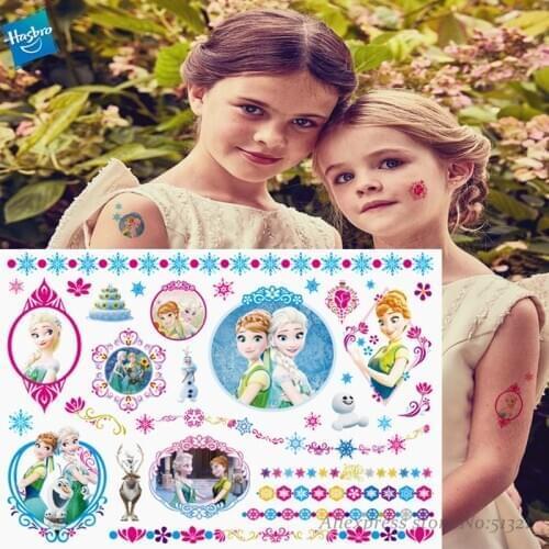 Hasbro Princess Elsa Frozen Children Cartoon Temporary Tattoo Sticker For Girl Cartoon Toy Waterproof Birthday Party Funny Gift