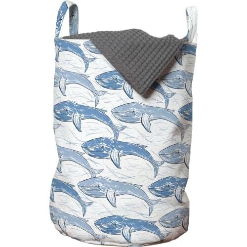 Sketchy Whales Laundry Basket Grunge Painted Big Fish Art Organizer for Clothes Underwear Socks Toys Wash Bag & Home Storage