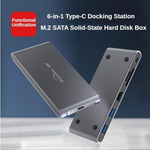 M.2 NGFF Solid State Drive Box Docking Station Type-C to HDTV PD 6-in-1 Notebook SSD Docking Station