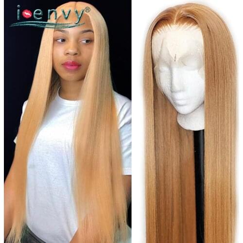 Honey Blonde Lace Front Wigs Straight Human Hair Transparent Lace Wigs Blonde Colored Lace Front Wig Peruvian 13*1 Lace Wig Remy