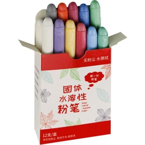Chalk 12PCS Water-soluble Sidewalk Stick 11 Colors Dust-free Graffiti Draw Writing Sidewalk Stick For Home Teaching Use