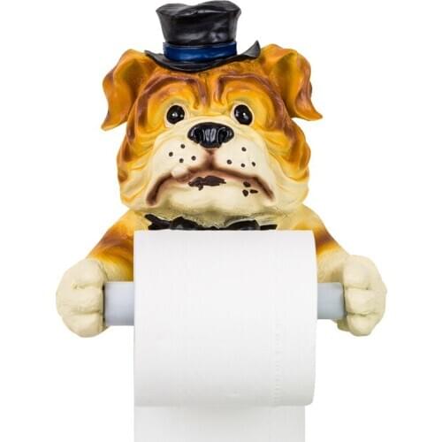 CUTE DOG FIGURINE ANIMAL STATUE WALL HANGING TISSUE HOLDER WASHROOM WALL HOME DECOR ROLL PAPER TISSUE BOX HOLDER R3156