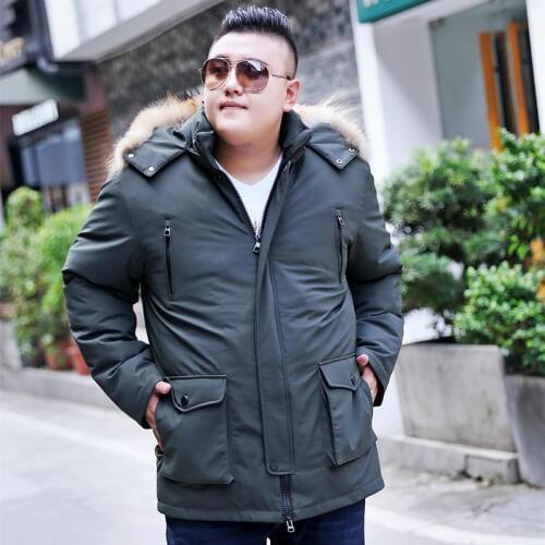 2019 Mens Winter Large Size 8XL 10XL Large Stand Collar Hooded with Fur Collar Cotton Can Remove Cap Thicken Warm Jacket