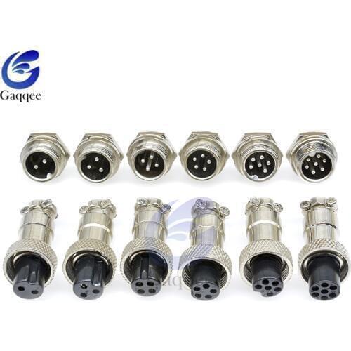 5sets GX12 2/3/4/5/6/7 Pin Male & Female 12mm L88-93 Wire Circular Panel Connector Aviation Socket Plug with Plastic Cap Lid