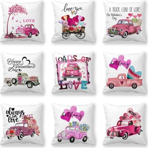 14 Types Valentine’s Day Pillow Covers Truck Love Heart Flower Printed Pillow Case Throw Pillowcases for Sofa Couch Bed