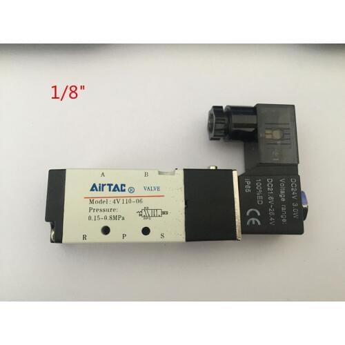 1PC Pneumatic Airtac Solenoid Air Valve 5 Port 2 Position 2/5 Way 1/8" BSP 4V110-06 With Wire DC 12V 24V AC110V 220V