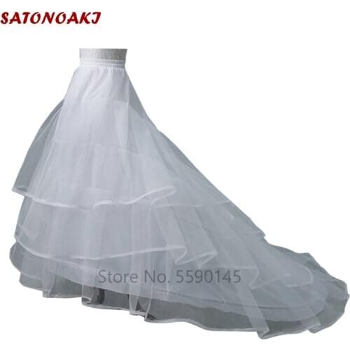 White Or Black Petticoats For Wedding Dresses Long Tail Two Crinoline Three Layers Yarn Accessories Bridal Underskirt Sottogonna
