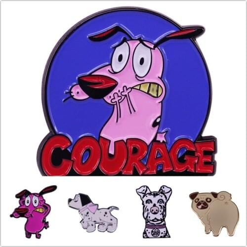 HOSENG Pink Cartoon Dog Hero Animals Opera Movie Brooch Funny Pet Lapel Enamel Jewelry Pin Gift HS_375