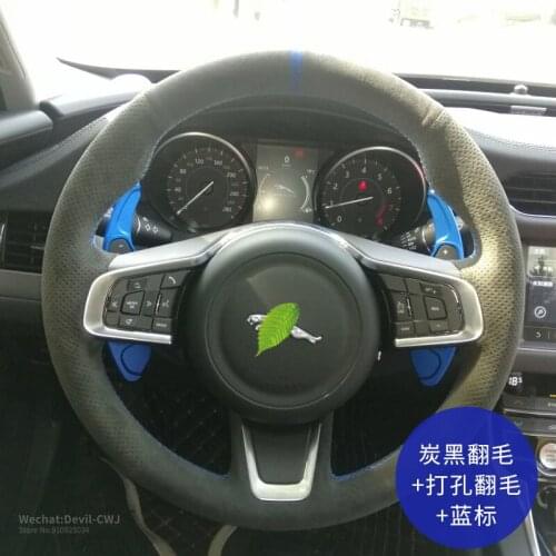 Steering Wheel Cover For JAGUAR XF XJL XE F-PACE F-TYPE Black Suede Leather Grip Auto Parts Car interior accessorie