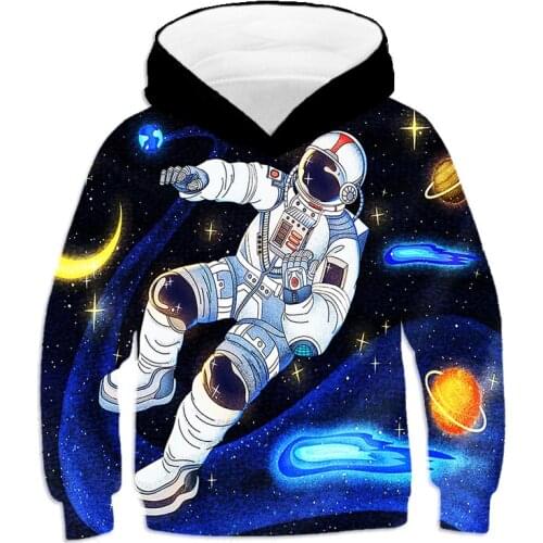Astronaut Hoody 2021 Student hoodie Starry Sky Astronaut 3D Print Boys Girls Children Baby Spring Autumn Brand Hoodie Child top