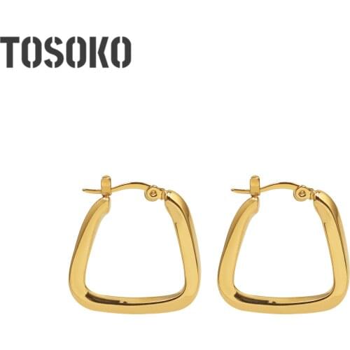 TOSOKO Stainless Steel Jewelry U-Shaped Geometric Earrings Simple And Atmospheric Earrings For Women BSF473