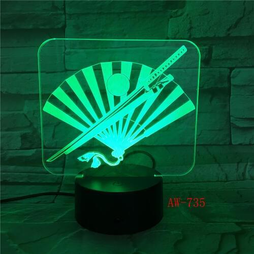 Fan Shape 3D Visual Touch Desk Table Light LED Acrylic Lamp Creative led night light Home Decor Office Light AW-735