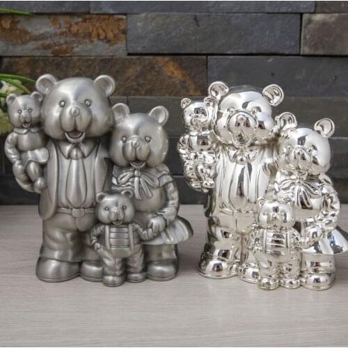 Vintage Bear Piggy Bank Creative Metal Alloy Cartoon Money Box Cute Coin Saving Pot Box with Stopper for Boy Kid Room Decor