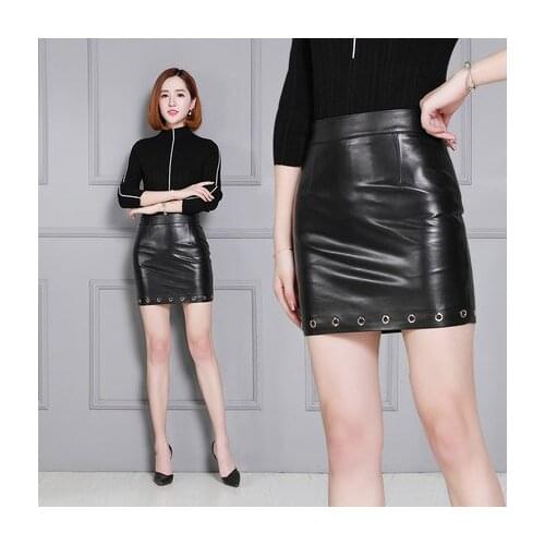 Top brand Fashion Genuine New Sheep Leather Skirt K177 high quality