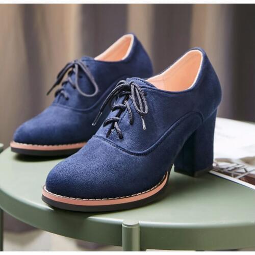 Women Boots Plus Size High Heel Ankle boots Winter Warm Boots Blue Red Black Lace Up Boots