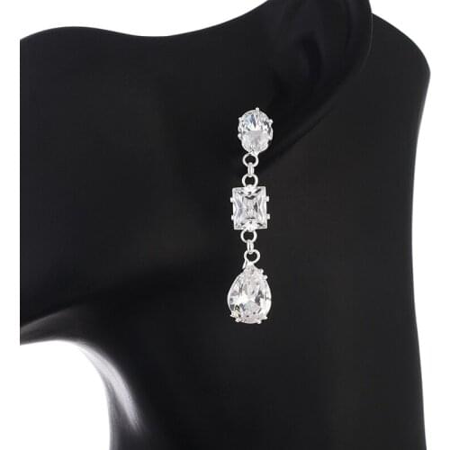 Shiny new Arrival Cut Cubic Zirconia CZ Crystal Halo Drop Earrings for Women Bride or Bridesmaid E745