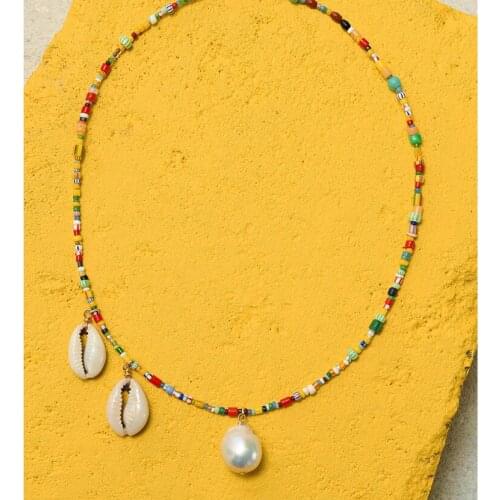 Bohemian Fashion Chic Statement Boho Party Femme Dropshipping long rainbow string seed beaded necklaces for women jewelry 2020