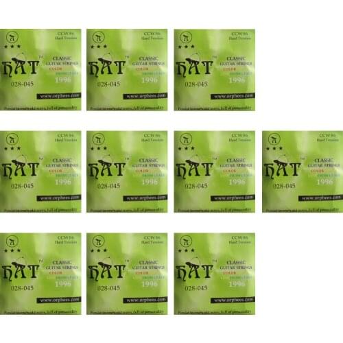 10 Sets Orphee CCW86 Black Nylon Silver Alloy Classical Guitar Strings (.028 .032 .040 .030 .036 .045)