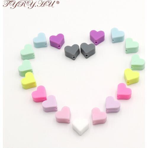 TYRY.HU 10pc Silicone Pastel Heart Beads Baby Teething Bead Food Grade Nursing Silicone Baby Toy DIY Silicone Crafts Accessory